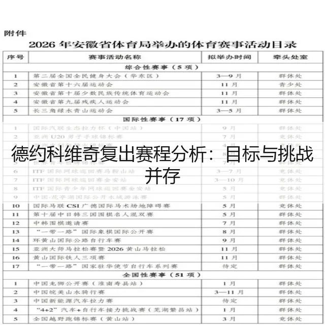 德约科维奇复出赛程分析：目标与挑战并存